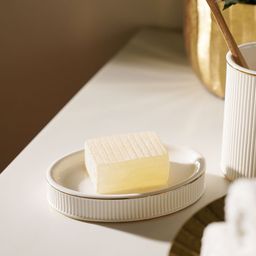 Pure Home and Living White Ribbed Porcelain Soap Dish-49