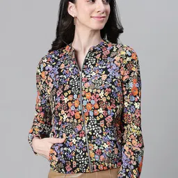 Oxolloxo Floral Printed Lightweight Bomber Jacket-picture-58