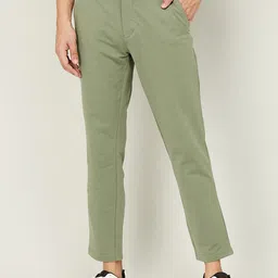 CODE by Lifestyle Men Olive Green Slim Fit Cotton Trousers-image-54