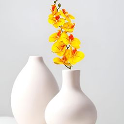 THE HOME CO. Yellow & Red Orchid Artificial Flower With Pot-50