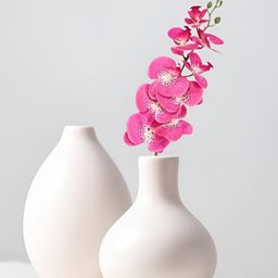 THE HOME CO. Pink & White Non-Hanging Orchid Artificial Flower With Pot-52