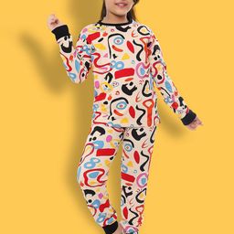 Ninos Dreams Girls Printed Pure Cotton T-shirt & Pyjamas-image-91