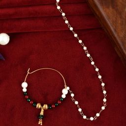 Silvermerc Designs Gold-Plated Beaded Insert Chained Nosepin-picture-47