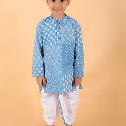BAESD Infant Boys Ethnic Motifs Printed Pure Cotton Kurta with Dhoti Pants-image-92