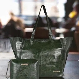 Bagsy Malone Textured Oversized Structured Tote Bag & Pouch-11
