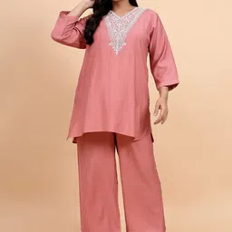 Bani Women Plus Size Etnic Motifs Embroidered V-Neck Tunic With Trousers-picture-49