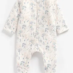 mothercare Infant Girls White Printed Pure Cotton Wadded Sleepsuit-image-79