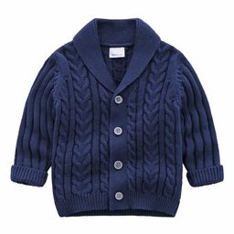 StyleCast Boys Navy Blue Cable Knit Self Design Shawl Collar Cotton  Cardigan Sweater-57