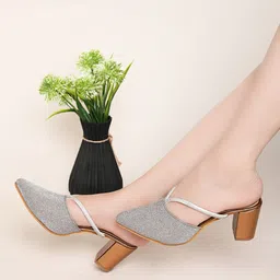 XE Looks Embellished Open Toe Block Heels-38