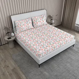 Boutique Living India Pink Printed 200 TC Pure Cotton King Bedsheet & 2 Pillow Covers-picture-37