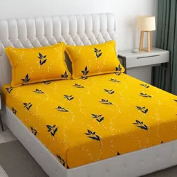 Supreme Home Collective Yellow Abstract Microfiber 144 TC Queen Bedsheet & 2 Pillow Covers-image-71