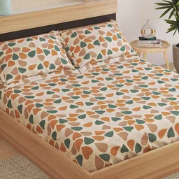 Home Centre Corsica Brown & Green Printed 144 TC Queen Bedsheet & 2 Pillow Covers-image-20