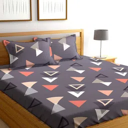 AEROHAVEN Yamuna Purple & White Printed 240 TC Cotton Queen Bedsheet & 2 Pillow Covers-image-54