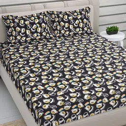 FABINALIV Black and White Cartoon Characters 300 TC King Bedsheet Set- 2.5 m x 2.25 m-0