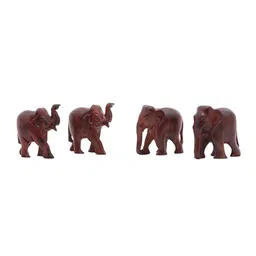 RDK Red Set of 2 Handcrafted Upper Trunk Sandalwood Elephants Showpieces image 5