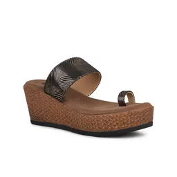 Inc 5 Metallic Printed One Toe Wedge Heels image 4