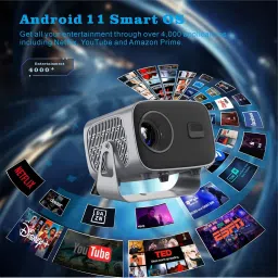 Livato Pixa 4K Native 720P Android 11 Wifi BT 360 Freestyle Auto Keystone USB/AV/HDMI (5000 lm / 1 Speaker / Wireless / Remote Controller) Portable Projector image 2