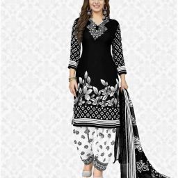 Unstitched Crepe Salwar Suit Material Solid, Floral Print, Printed, Geometric Print-image-82