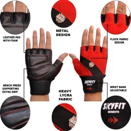 Red Metal Gloves For Gym Workout Skating Gloves-image-10