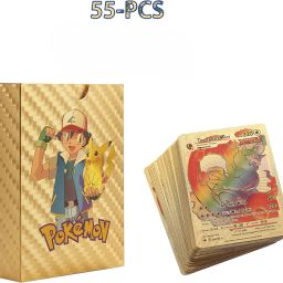 Waterproof Poki Gold Playing Foil Card Assorted, (55 Cards Deck Box) for Kids-image-69