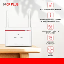 CP PLUS CP-XR-DE21-S-V2 WiFi-6 Compatible 5G Sim Connect with DVR/NVR/WiFi Camera 4G Router 2.4 GHz 150 Mbps Wifi Speed Dual Band External Antenna Ethernet (Cable Broadband), MiFi (Sim Based) image 2