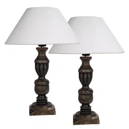 Homesake White & Brown Set Of 2 Contemporary Handcrafted Table Lamp with Shade image 3