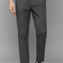 Men Regular Fit Grey Cotton Blend Trousers-image-4