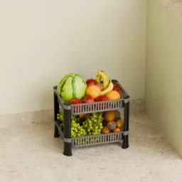 2 Tier Multi-Purpose Vegetable Stand, Storage Solution rack for Home, Office Plastic Kitchen Trolley-image-72