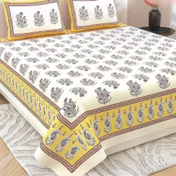 100 TC Cotton Super King Floral Flat Bedsheet-image-30