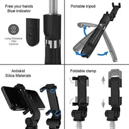 THEMRCREATIOn All in One Extendable Selfie Stick BR1 Bluetooth Selfie Tripod Stand Holder Tripod, Tripod Kit, Monopod image 5