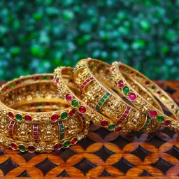 janavi Alloy Ruby Gold-plated Bangle Set image 3