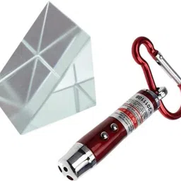 1 Pc 50 x 50mm Right Angle Glass Prism with Toy Laser for Physics Lab, Science-14