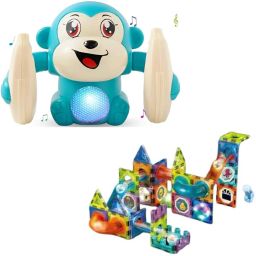 Glowing Magnetic Building Blocks Game + Free Dancing Monkey Toy Model Building Kit-image-17