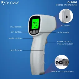 Dr. Odin OIR002 Non-Contact Thermometer with IR Sensor, Color Changing Display and Memory Button Thermometer image 4