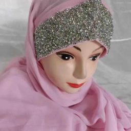 Embroidered Georgette Women Pink Scarf, Fancy Scarf, Stole, Faux Turtleneck Neck Cover-image-16