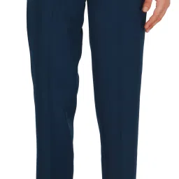 Men Tapered Dark Blue Polycotton Trousers-image-19