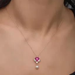 Hallmark 925 Silver Pearl Pink Heart Rose Gold Necklace – Elegant Gift Sterling Silver Zircon Rhodium Plated Ring-image-32