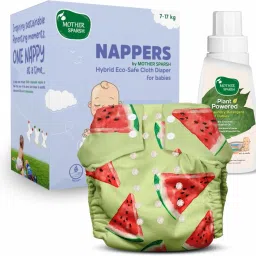 Nappers Reusable Cloth Diaper+1 Soaker Pad With Baby Detergent 200ml-Mast Melon-43