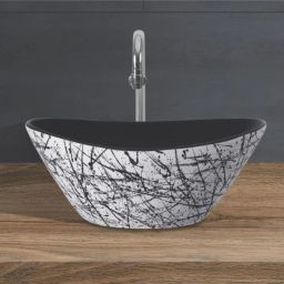 Table Top Wash Basin For Bathroom | Counter Top Wash Basin For Living Room | Art Wash Basin Countertop, Tabletop Ceramic Bathroom Sink/Basin Dimension 16 x 13 Inch Color Black White Counter Top-image-80