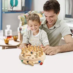 tru toys Wooden Memory Match Stick Chess Game,Funny Block Board Logic Game 3 cm Chess Board image 2