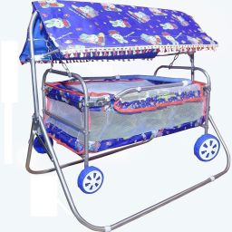Baby Cradle Cot Cum Stroller BLUE Bassinet For Baby Boys & Baby Girls Bassinet-image-58