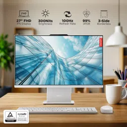 Lenovo IdeaCentre AIO Core i3 (8 GB DDR5/512 GB SSD/Windows 11 Home/27 Inch Screen/F0HM00G4IN) with MS Office image 3