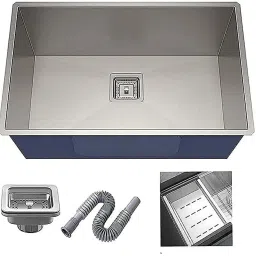 21 X 18 X 10 HANDMAD KITCHEN SINK SOUND PROOF SINGLE BOWL MATT FINISH Sound Proof Handmade Kitchen Sink Single Bowl Silver (21"×18"×10") Vessel Sink-image-57