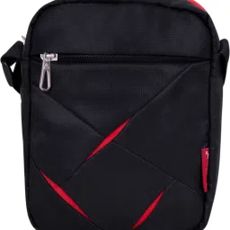 cosmus Black Men & Women Sling Bag - Regular Size Index-Small Bag for Mobile & Wallet- Black & Red image 2