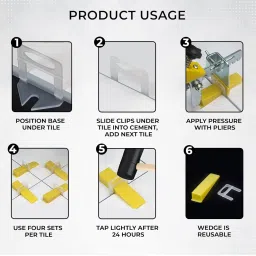 spotview Leveling System Wedges Tile Leveler Clips DIY Tile Leveler Spacer (100 Pcs) Leveling System Wedges (Yellow) - Tile Leveler Clips DIY Tile Leveler Spacers Non-magnetic Line Level image 5