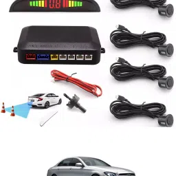 Car Universal Black 4 Ultrasonic Reverse Parking Sensor-79 4 Parking Sensors, Compact Screen Distance Display with Sound Warning Parking Sensor-image-1