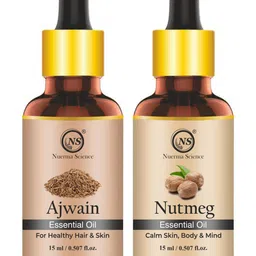 Nuerma Science Set of 2 Ajwain & Nutmeg Essential Oil - 15 ml Each image 1