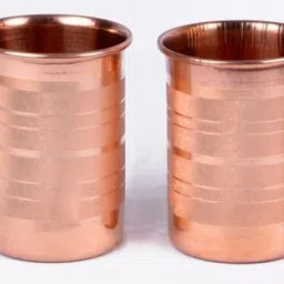 (Pack of 2) New Pure Copper Silver Touch Design Glass Tumbler Cup For Ayurveda Health Benefits Set OF 1 PC 300 ML Glass Water/Juice Glass-image-12