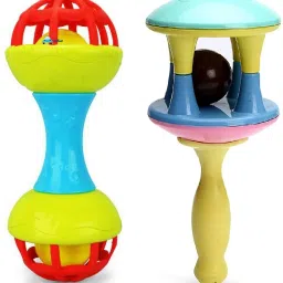 Combo Ding Dong Rattle And Dumbbell Rattle Toy for Baby Bath Safe Non-Toxic Rattle-image-3
