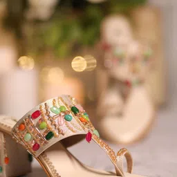 House of Vian Embellished Open Toe Block Heels image 3
